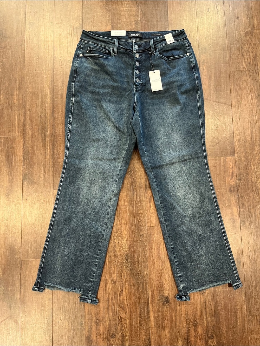 Judy Blue 18W Mid Rise Straight Fit Distressed Dark Blue Denim Jeans JB88912